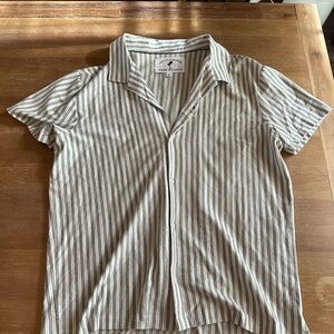 Free Planet Gray and White Striped Casual Shirt